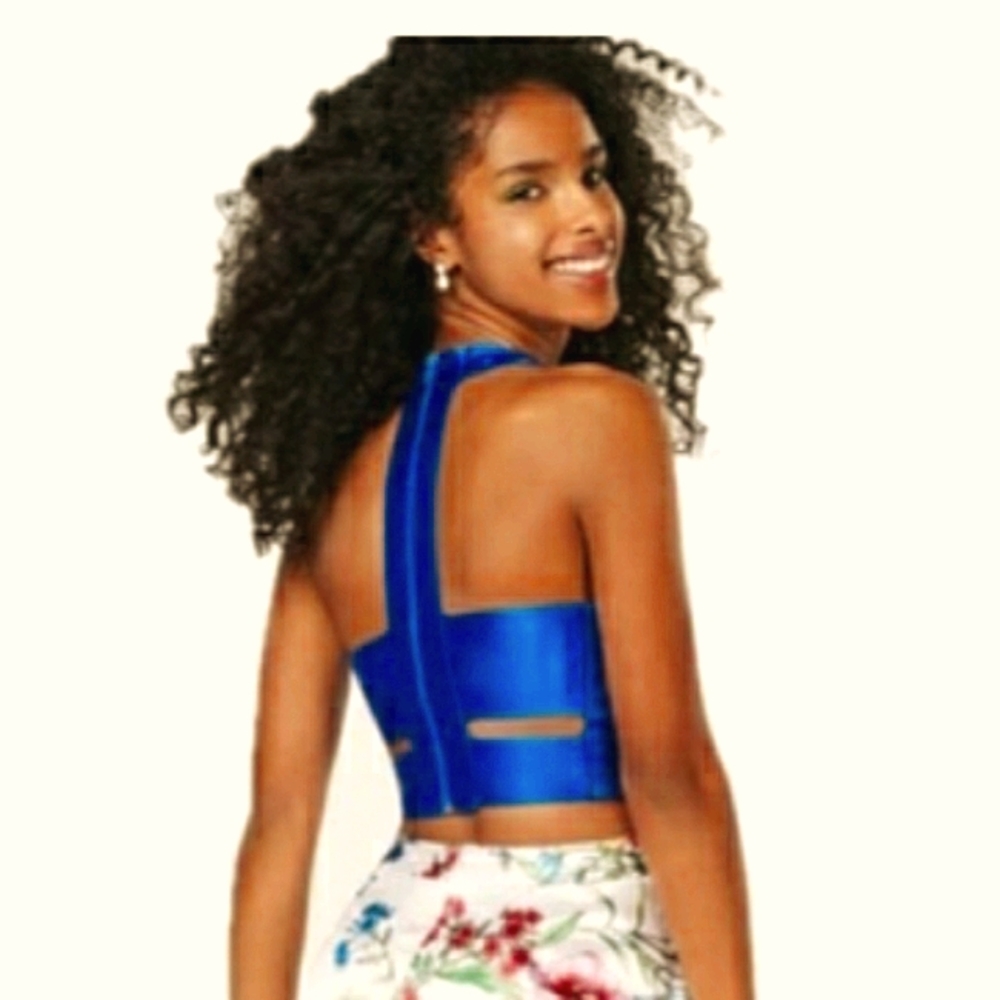 City Studios Womens Blue Satin Top Sleeveless